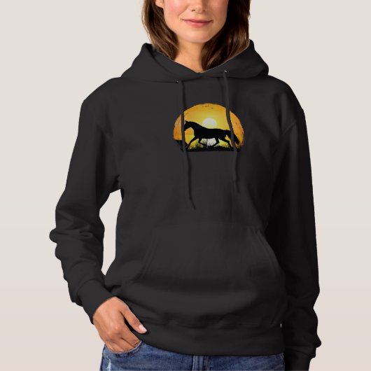 Sunset Horse Breed Silhouette Warmblood Hoodie (Vorderseite)