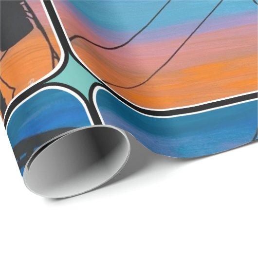 'Sunset Hum' Gemälde auf einem Geschenkpapier (Rolleneckpunkt)