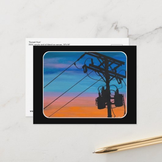 'Sunset Hum' Gemälde auf einem Postkarte (Vorderseite/Rückseite Beispiel)