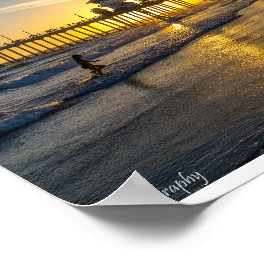 Sunset@Huntington Strand, CA Poster (Ecke)