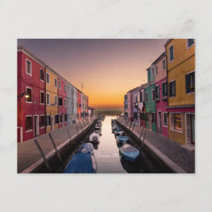 Sunset in Burano, Italien Postkarte