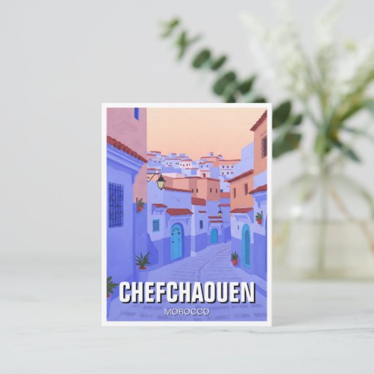 Sunset in Chefchaouen Marokko Reisen Postkarte (Stehend Vorderseite)