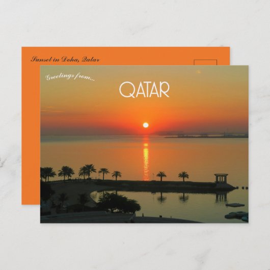 Sunset in Doha Katar Postkarte (Vorne/Hinten)