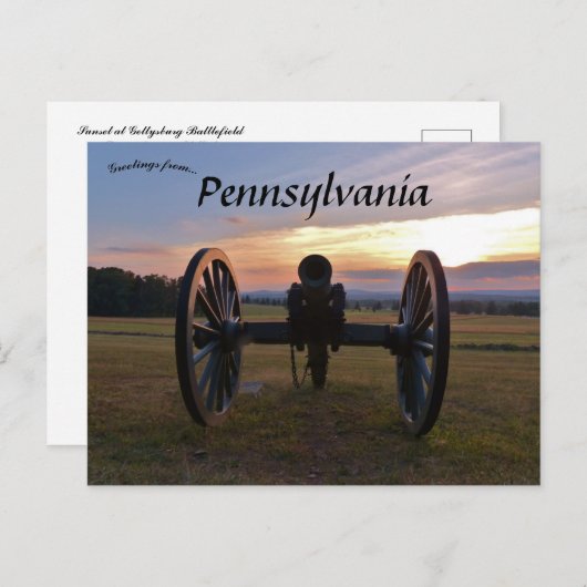 Sunset in Gettysburg Pennsylvania USA Postkarte (Vorne/Hinten)