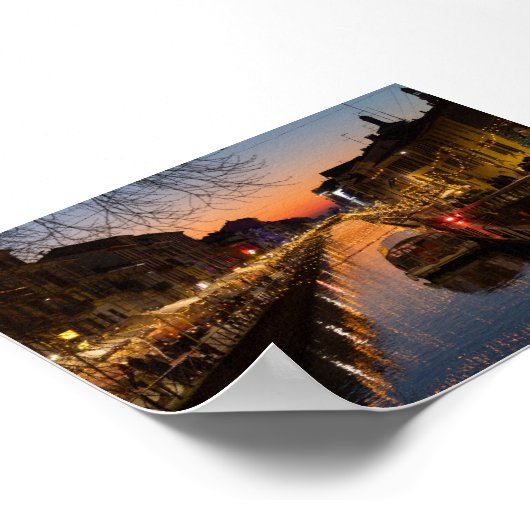 Sunset in Milano Naviglio Poster (Ecke)