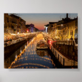 Sunset in Milano Naviglio Poster (Vorne)