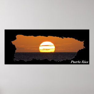 Sunset in Puerto Rico Insel Karte Poster