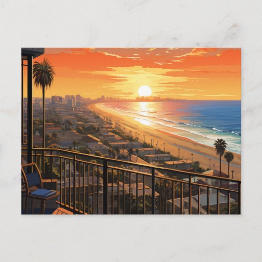 SUNSET IN SANTA MONICA #2 POSTKARTE (Vorderseite)