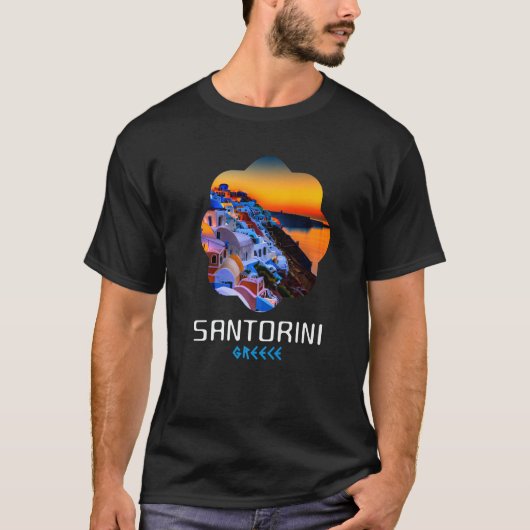 Sunset In Santorini Greece Painting   T-Shirt (Vorderseite)