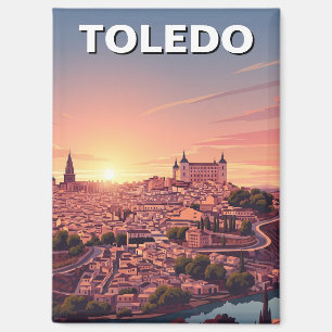 Sunset in Toledo Spanien Alcazar Reisen Magnet