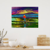 Sunset Jog mit einem Hund... Poster (Küche)