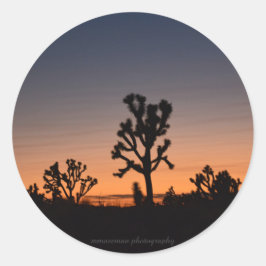 Sunset Joshua Trees Runder Aufkleber