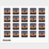 Sunset Joshua Trees Square Sticker (Blatt)