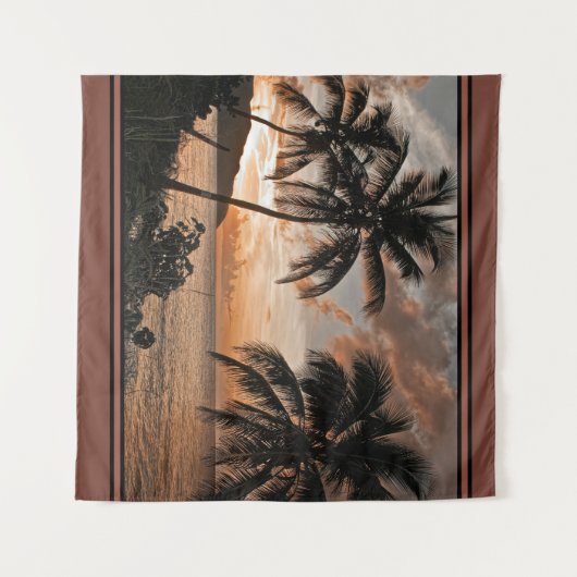 Sunset Jungfrau Islands St. Croix Beach Palm Trees Wandteppich (Vorderseite (Horizontal))