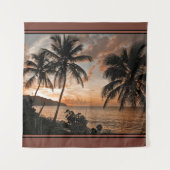 Sunset Jungfrau Islands St. Croix Beach Palm Trees Wandteppich (Vorderseite)