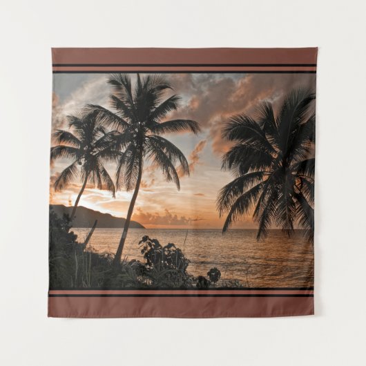 Sunset Jungfrau Islands St. Croix Beach Palm Trees Wandteppich (Vorderseite)