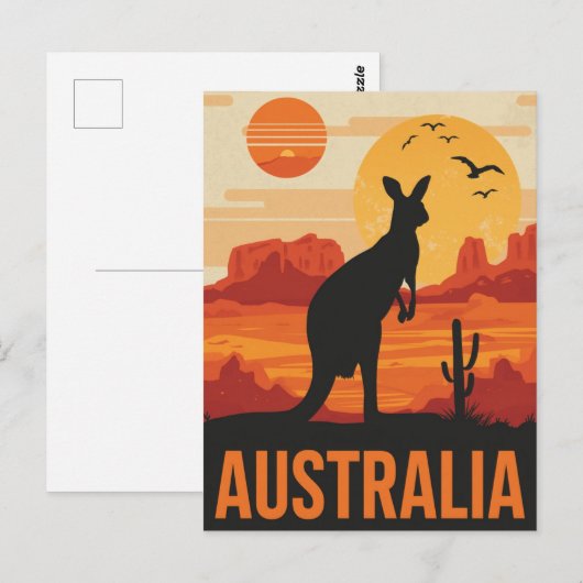 Sunset Kangaroo in Australia Postkarte (Vorne/Hinten)