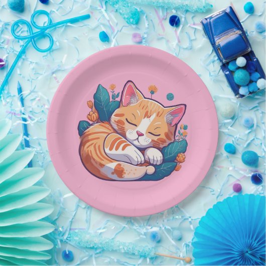 Sunset Kitty Pappteller (Party)