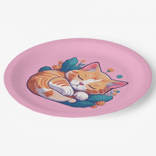 Sunset Kitty Pappteller (Schrägansicht)