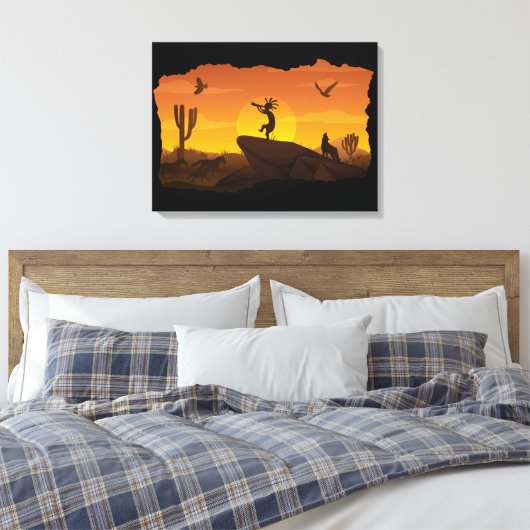 Sunset Kokopelli Canvas Print Leinwanddruck (Insitu (Schlafzimmer))