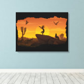 Sunset Kokopelli Canvas Print Leinwanddruck (Insitu (Holzboden))