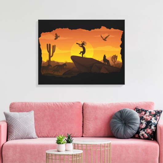 Sunset Kokopelli Canvas Print Leinwanddruck (Insitu (Wohnzimmer))