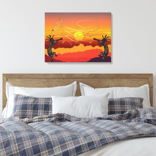 Sunset Kokopelli und Music Canvas Print Leinwanddruck (Insitu (Schlafzimmer))