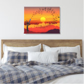 Sunset Kokopelli und Music Canvas Print Leinwanddruck (Insitu (Schlafzimmer))