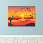 Sunset Kokopelli und Music Canvas Print Leinwanddruck (Insitu (Holzboden))