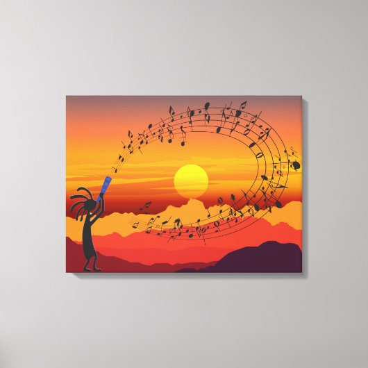 Sunset Kokopelli und Music Canvas Print Leinwanddruck (Vorderseite)