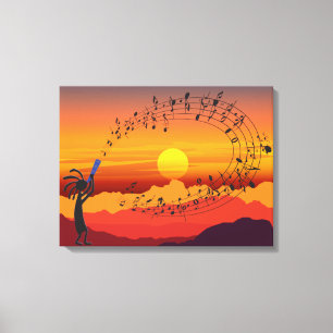 Sunset Kokopelli und Music Canvas Print Leinwanddruck