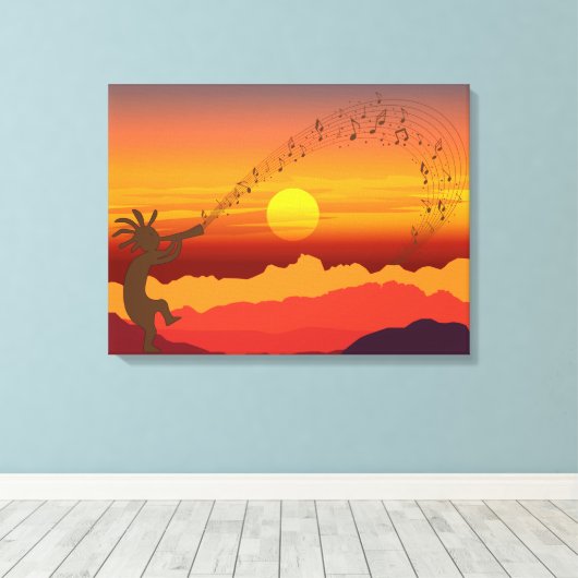 Sunset Kokopelli und Music Canvas Print Leinwanddruck (Insitu (Holzboden))