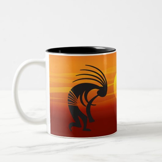 Sunset Kokopelli Zweifarbige Tasse (Links)