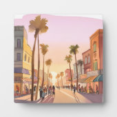 Sunset Küstenstadt | Palm Tree Coastal Fotoplatte (Vorderseite)