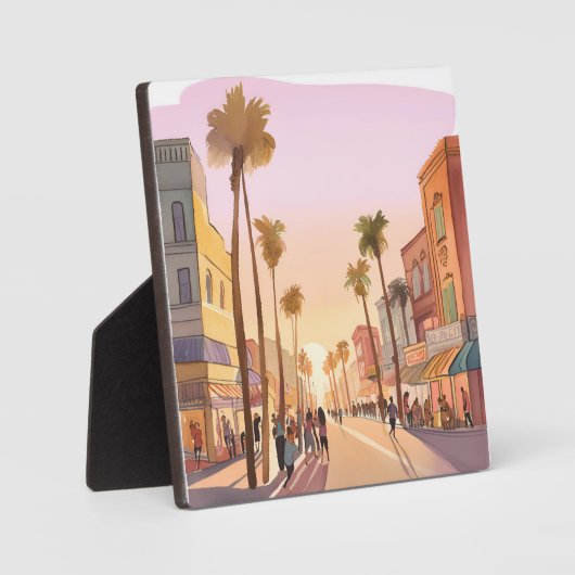 Sunset Küstenstadt | Palm Tree Coastal Fotoplatte (Vorderseite)