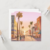 Sunset Küstenstadt | Palm Tree Coastal Karte (Vorderseite/Rückseite Beispiel)