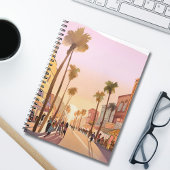 Sunset Küstenstadt | Palm Tree Coastal Notizblock