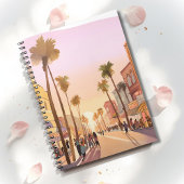 Sunset Küstenstadt | Palm Tree Coastal Notizblock