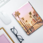 Sunset Küstenstadt | Palm Tree Coastal Notizblock