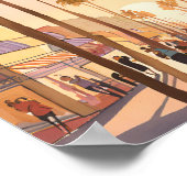 Sunset Küstenstadt | Palm Tree Coastal Poster (Ecke)