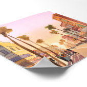 Sunset Küstenstadt | Palm Tree Coastal Poster (Ecke)