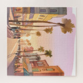 Sunset Küstenstadt | Palm Tree Coastal Puzzle (Horizontal)