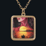 Sunset Lady Necklace Vergoldete Kette<br><div class="desc">Necklaces with Romantic Sunset Womanl - Liebe Dreams - MIGNED Painting Art - Wählen / Fügen Sie Ihren einzigartigen Text / Name / Farbe - Make Your Special Necklace Gift - Neu formatieren und verschieben oder entfernen und fügen Sie Elemente / Text mit Anpassungstool! Malerei und Design von MIGNED. Bitte...</div>