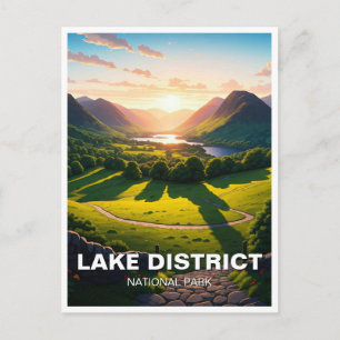 Sunset Lake District National Park Postkarte