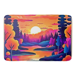 Sunset Lake Fantasy Art Badematte