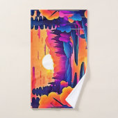 Sunset Lake Fantasy Art Badhandtuch Set (Handtuch)