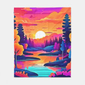 Sunset Lake Fantasy Art Fleecedecke (Vorderseite)