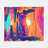 Sunset Lake Fantasy Art Fleecedecke (Vorderseite (Horizontal))