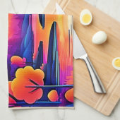 Sunset Lake Fantasy Art Geschirrtuch (Viertel Falte)