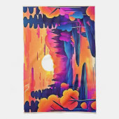 Sunset Lake Fantasy Art Geschirrtuch (Vertikal)